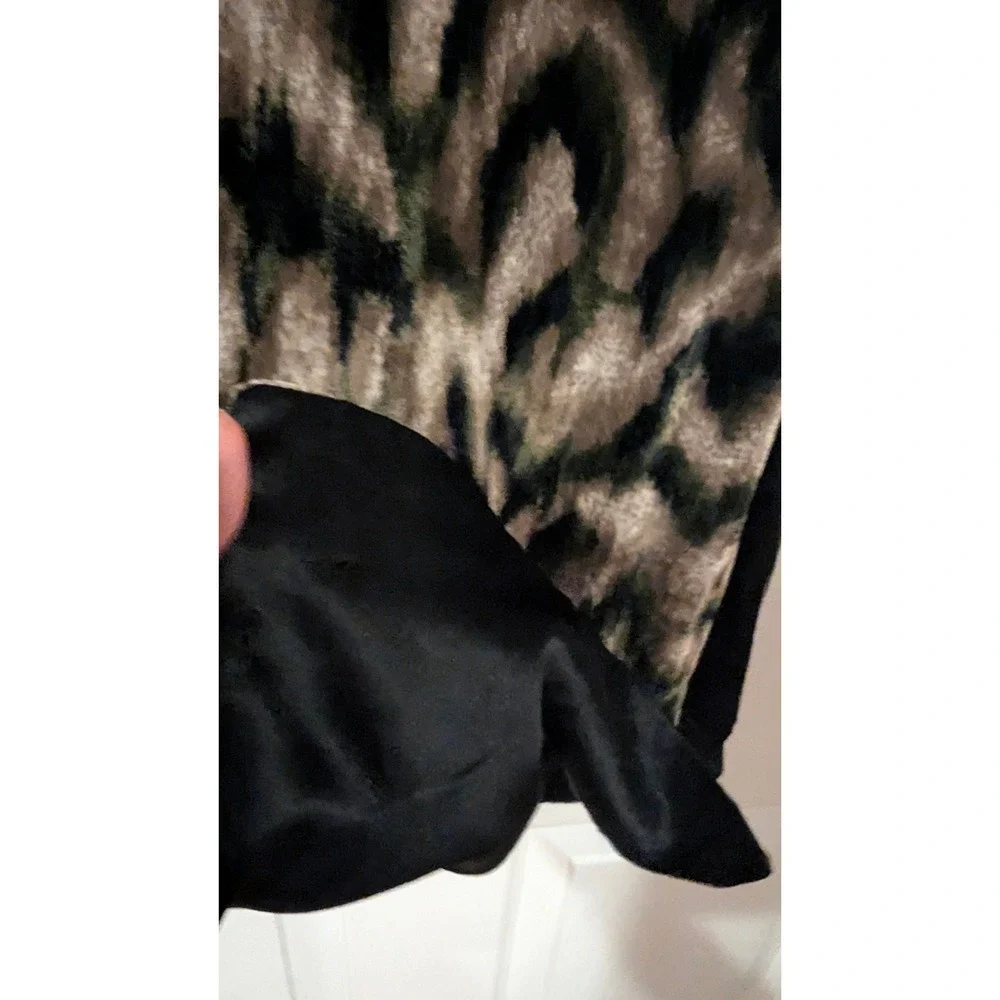Unbranded Scarf OS Black Abstract Leopard Jaguar Velvet Satin Formal Mob Wife